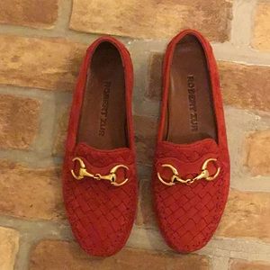 Robert zur race red cashmere suede flats